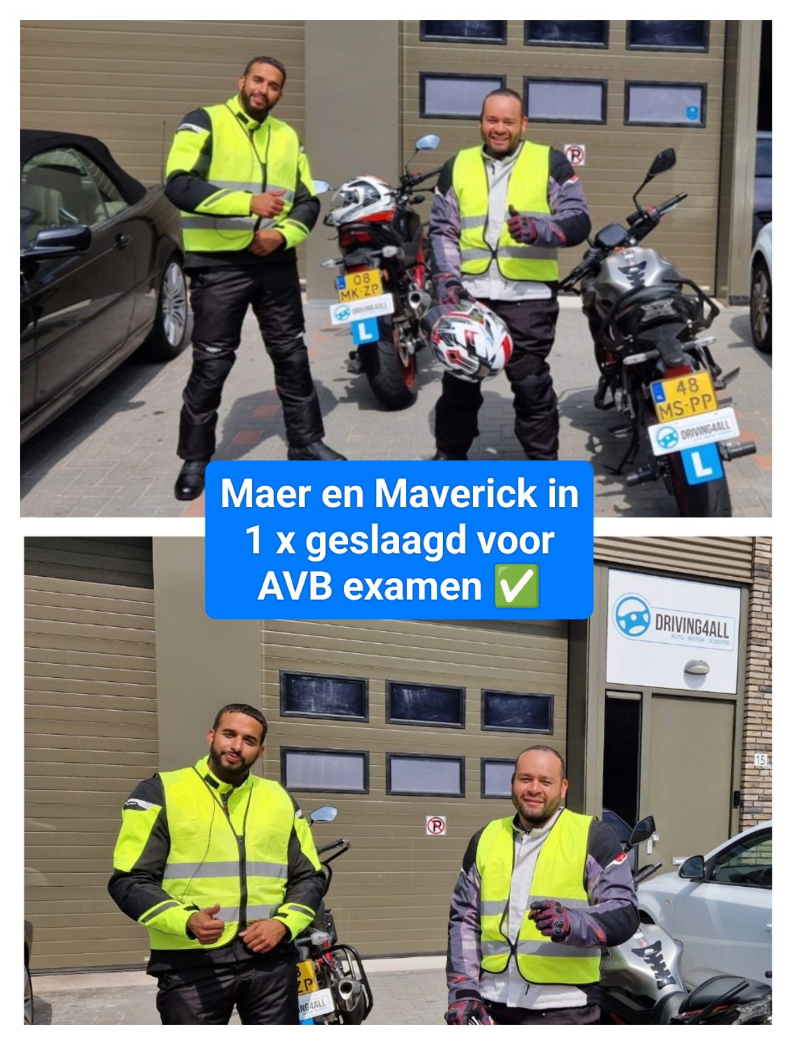 Motorrijles in Delft met instructeur en leerling op motor bij Driving4All